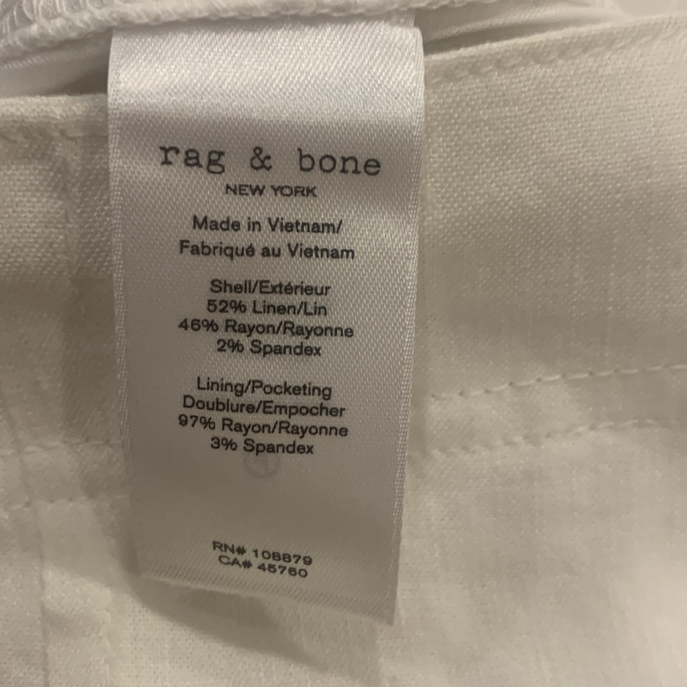 rag & bone White linen blend joggers. Fully lined in very good condition. W - 34 - Picture 14 of 14